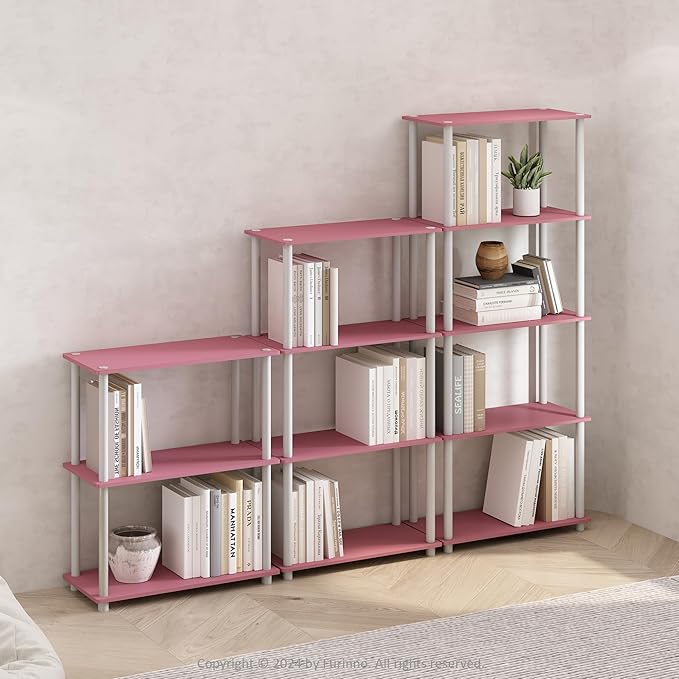 Furinno Turn-N-Tube Book Shelf, 4-Tier Bookshelf, Bookcase