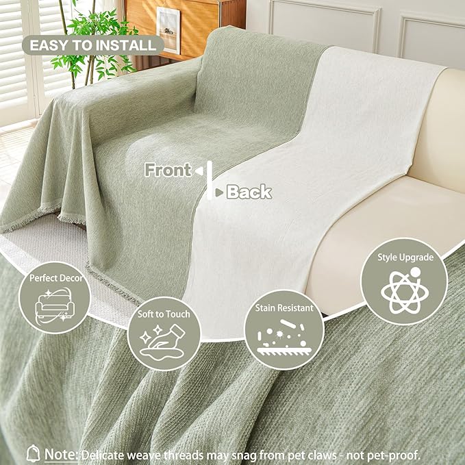 DREAMINGO Sofa Covers Washable Thick Chenille Couch Cover
