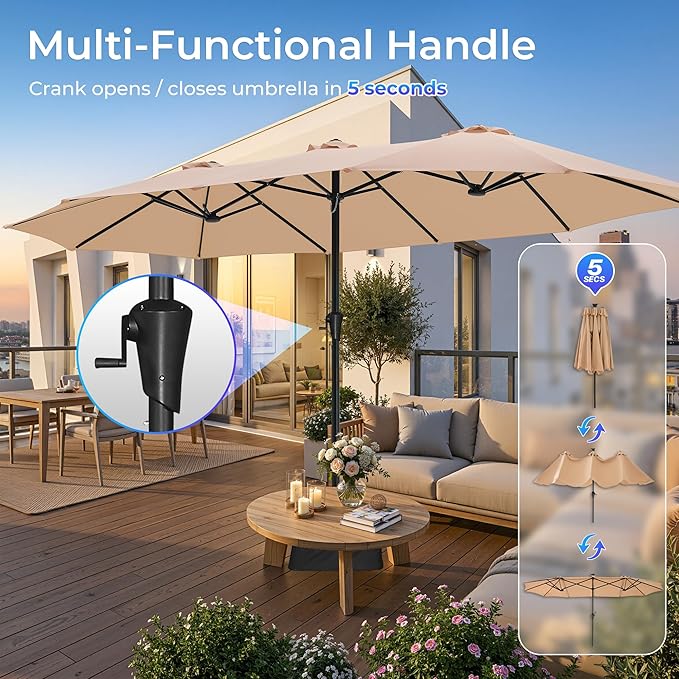 SUPERJARE 15FT Outdoor Patio Umbrella