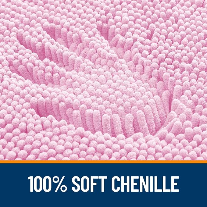 OLANLY Large Bathroom Rugs 44x32, Extra Soft Absorbent Chenille Bath Rugs, Rubber Backing Quick Dry, Machine Washable Bath Mats for Bathroom Floor, Tub and Shower, Home Decor Accessories, Pink