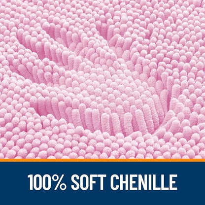 OLANLY Bathroom Rugs 32x20, Extra Soft Absorbent Chenille Bath Rugs, Rubber Backing Quick Dry, Machine Washable Bath Mats for Bathroom Floor, Tub and Shower, Home Decor Accessories, Pink