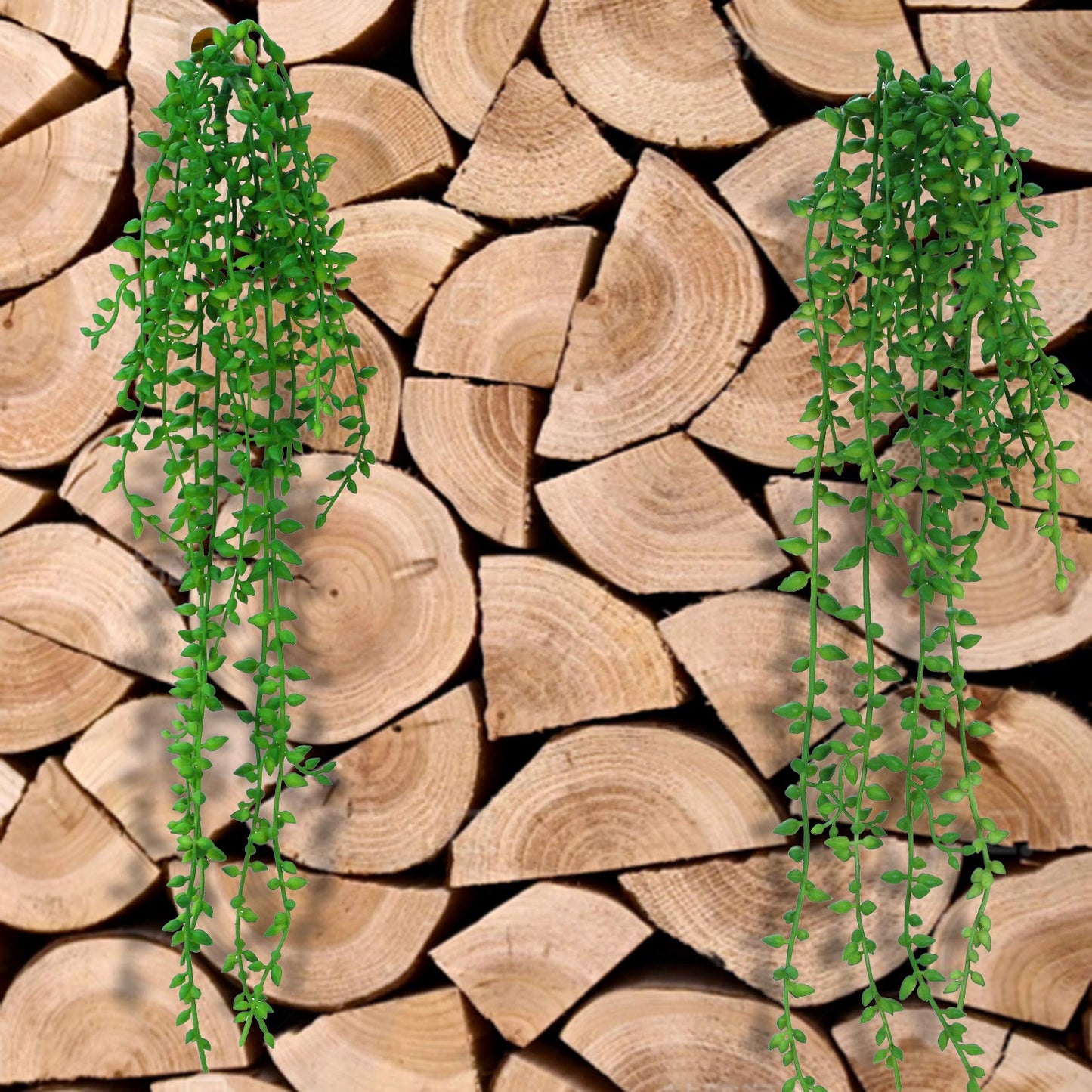 Meneco Artificial Hanging Succulent Plants – 2 Pack String of Pearls Plant Artificial Hanging Plants Unpotted Fake Plants for Bedroom Aesthetic (Large)