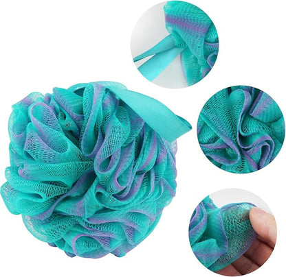 Fu Store Loofah Sponge Shower Loofahs 60g Bath Sponges Mesh Balls 4 Colors for Body Scrubber Exfoliator Wash Back Scrubbers Bathroom Men Women - 4 Pack Cleaning Bathing Accessories