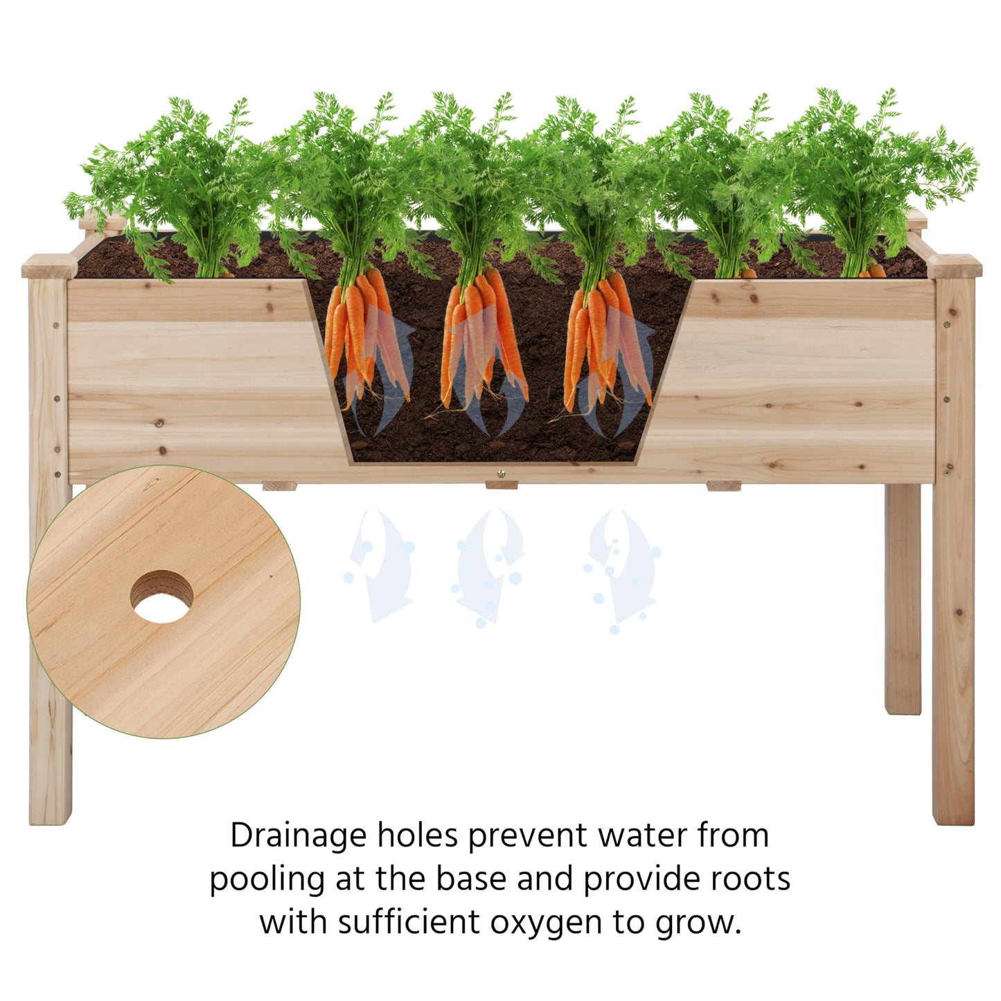 Yaheetech 1pc Raised Garden Bed 48x24x30in Elevated Wooden Horticulture Planter Box with Legs Standing Growing Bed for Gardening/Backyard/Patio/Balcony
