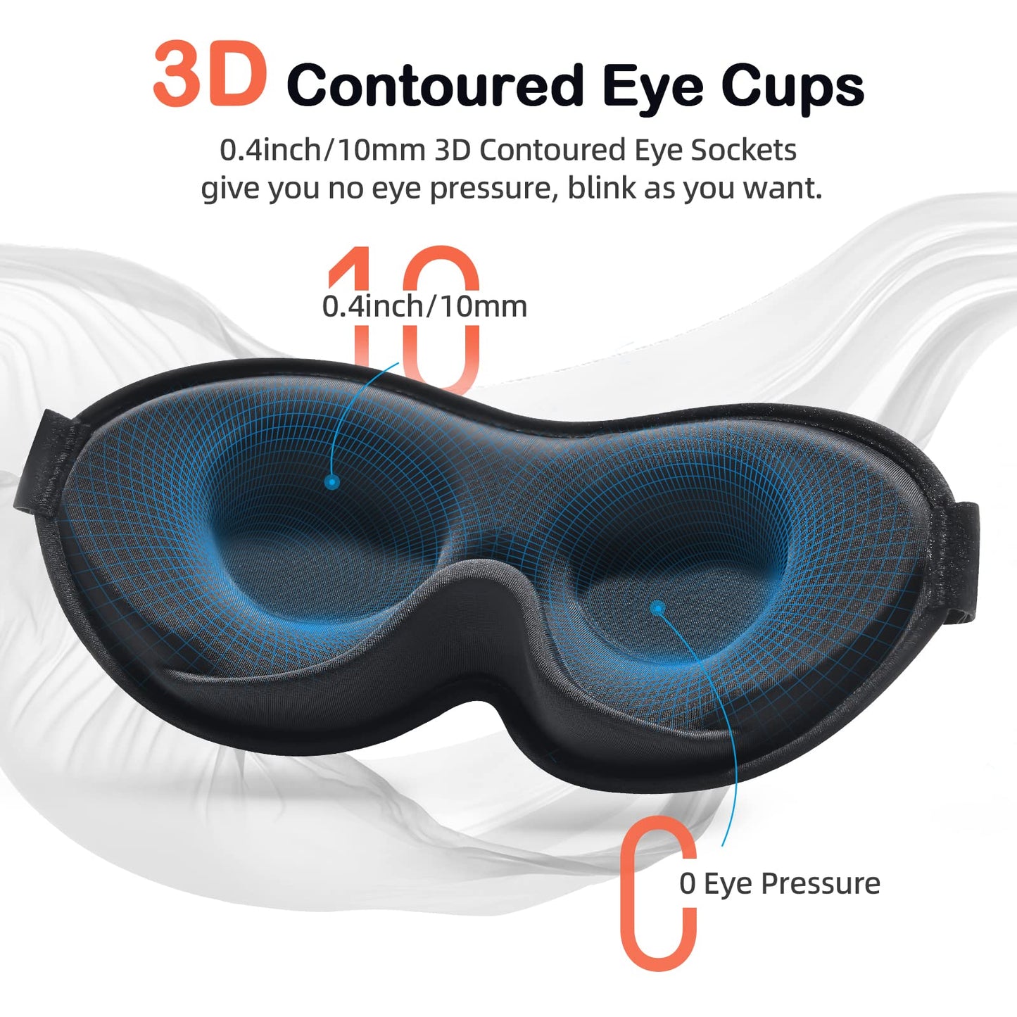 INNELO 3D Contoured Sleep Mask for Side Sleepers, 100% Light Blocking Sleeping Mask for Men & Women, Soft, No Pressure on Eyes, Airplane Blindfold for Travel, Night Eye Cover for Nap, Yoga, Grey