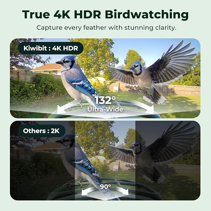 Kiwibit Smart Bird Feeder with Camera, Solar Powered for Outdoors, Bird Species AI Identification, 8MP Photos, 4K Video Livestream, Real-Time Bird Alerts, Birdwatching Gifts for Bird Lovers, Sage Pine