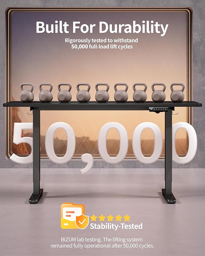 BIZUM Electric Standing Desk 63 x 24 Inch Computer Desk-Gaming Desk Black Home