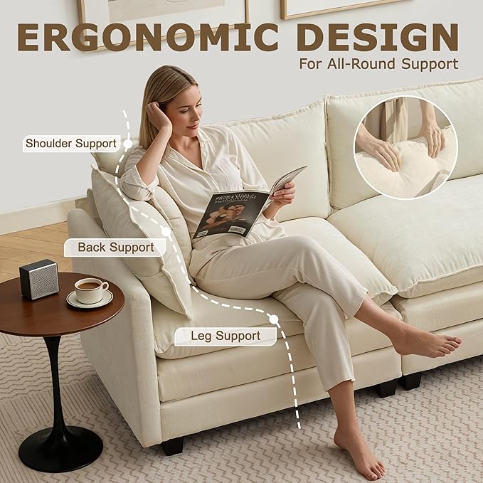 78” Modular Sectional Sofa, L Shaped Cloud Couch
