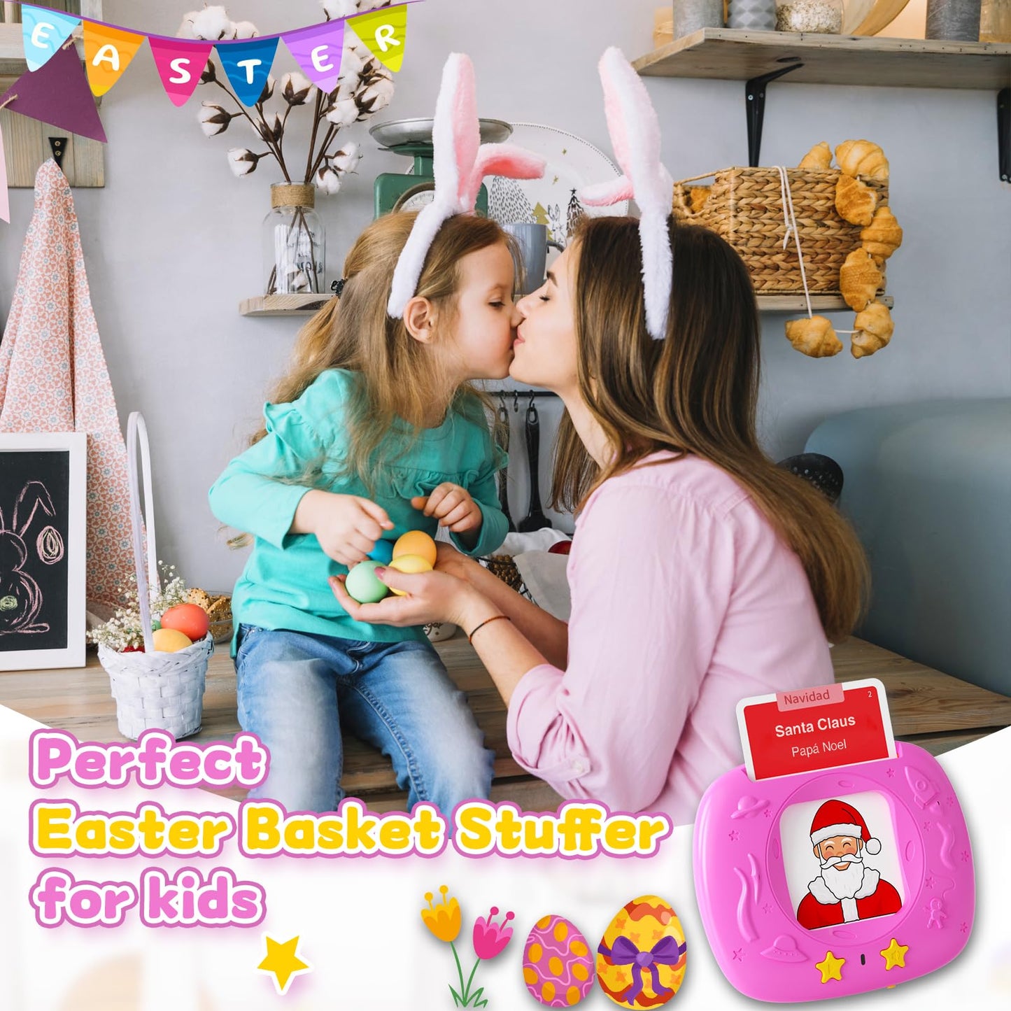 HOMESTEC Toddler Talking Flash Cards with American Accent and 288 Sight Words for Speech Therapy Learning Montessori Sensory Play for Boys and Girls Ages 3 to 6 Birthday Gifts (Pink)