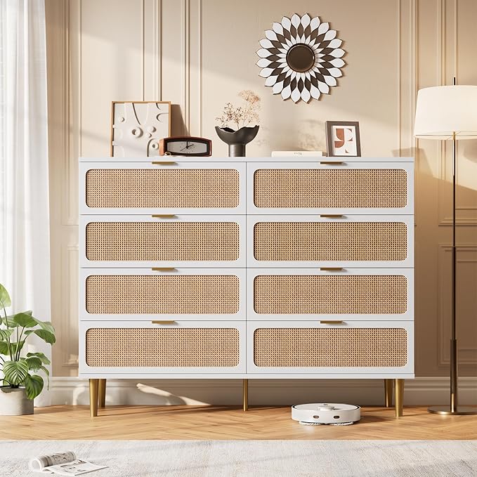 GarveeHome Rattan 8 Drawer Dressers