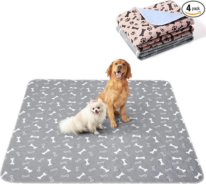 Eterish Reusable Washable Pee Pads for Dogs Large/Extra Large 31'' x 36'' 4 Pack, Absorbent Pet Puppy Dog Training Pads Non-Slip, Waterproof Whelping Potty Pads for Dogs Leak-Proof