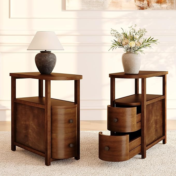 LITTLE TREE Solid Wood End Table Set 2