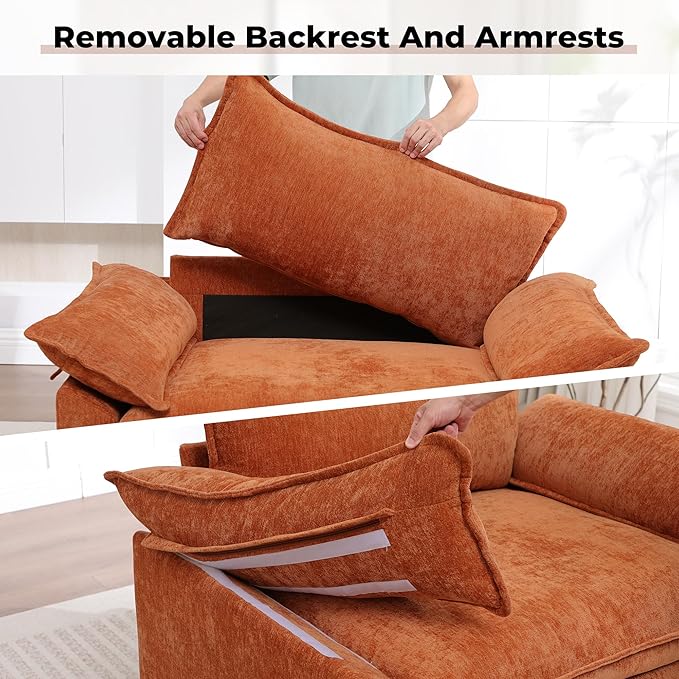 Oversized Accent Chairs with Ottoman Set of 2, Modern Comfy Reading Chair