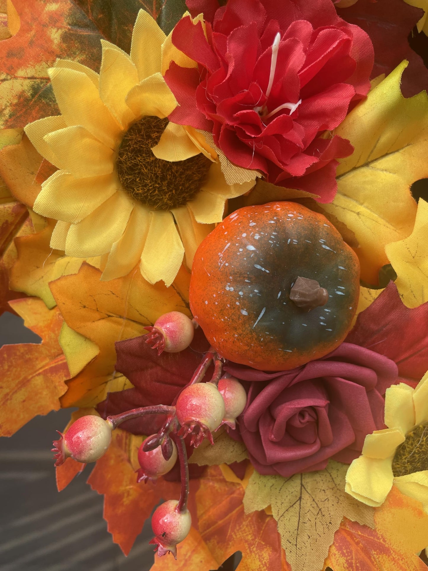 DOTKV Fall Wreaths for Front Door 18 inch Wreaths Maple Leaf Wreaths Sun Flower Wreaths for Front Door Wreaths Outside Autumn Wreaths for Halloween Thanksgiving Decor