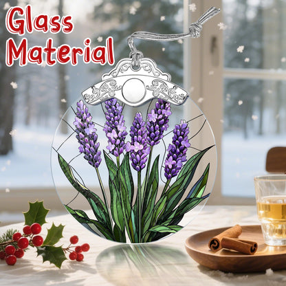 Stained Glass Ornament: Lavender Flower Christmas Ornament – Christmas Tree Decor & Holiday Decor | Flower Lovers Gifts, Gift Exchange & Gifts for Family, Coworkers, Friends & Her