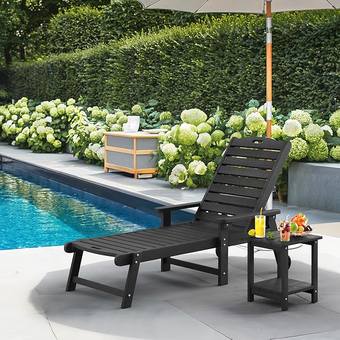 LUE BONA Lounge Chair Outdoor, HDPS Chaise Lounge Outdoor
