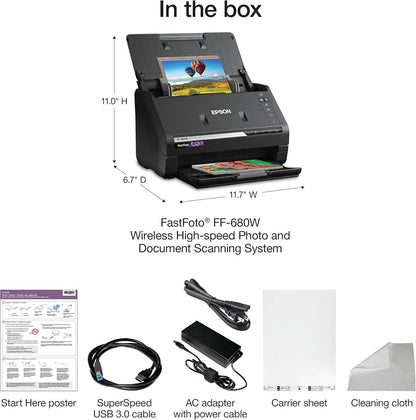 EPSON FastFoto FF-680W Wireless High-speed Photo and Document Scanning System (Renewed) , Black