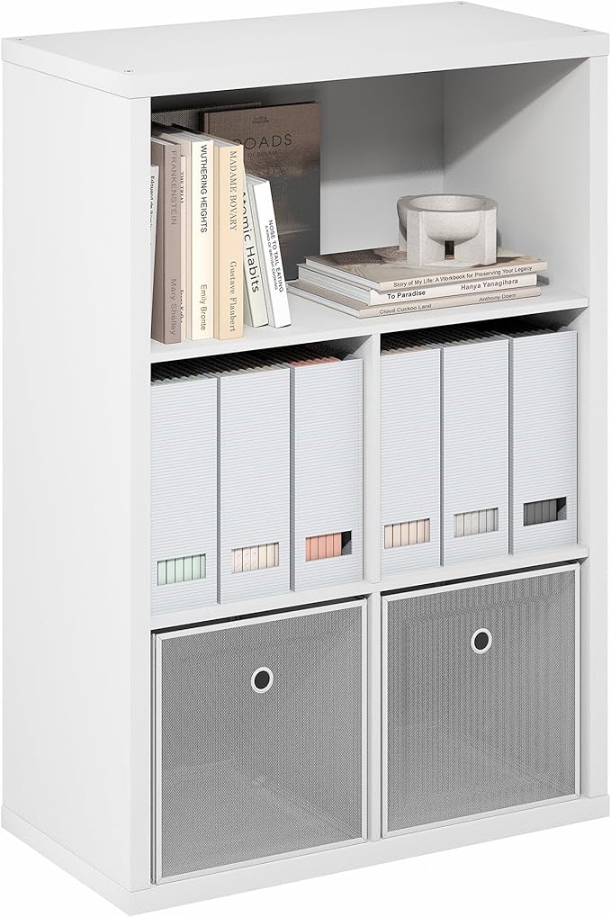 Furinno Cubicle Book Shelf, 5-Cube Bookshelf, Extra Thick Frame Cube Storage