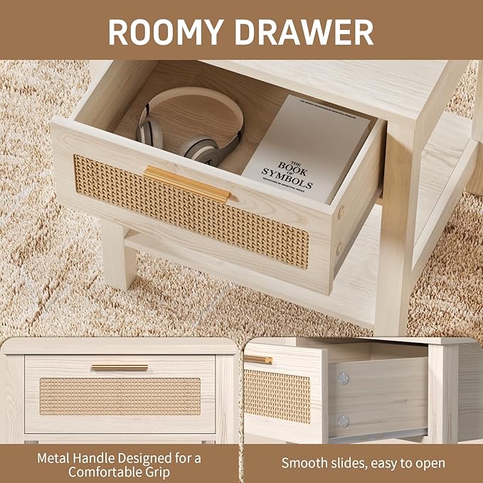 Set of 2 Nightstands, Modern End Table