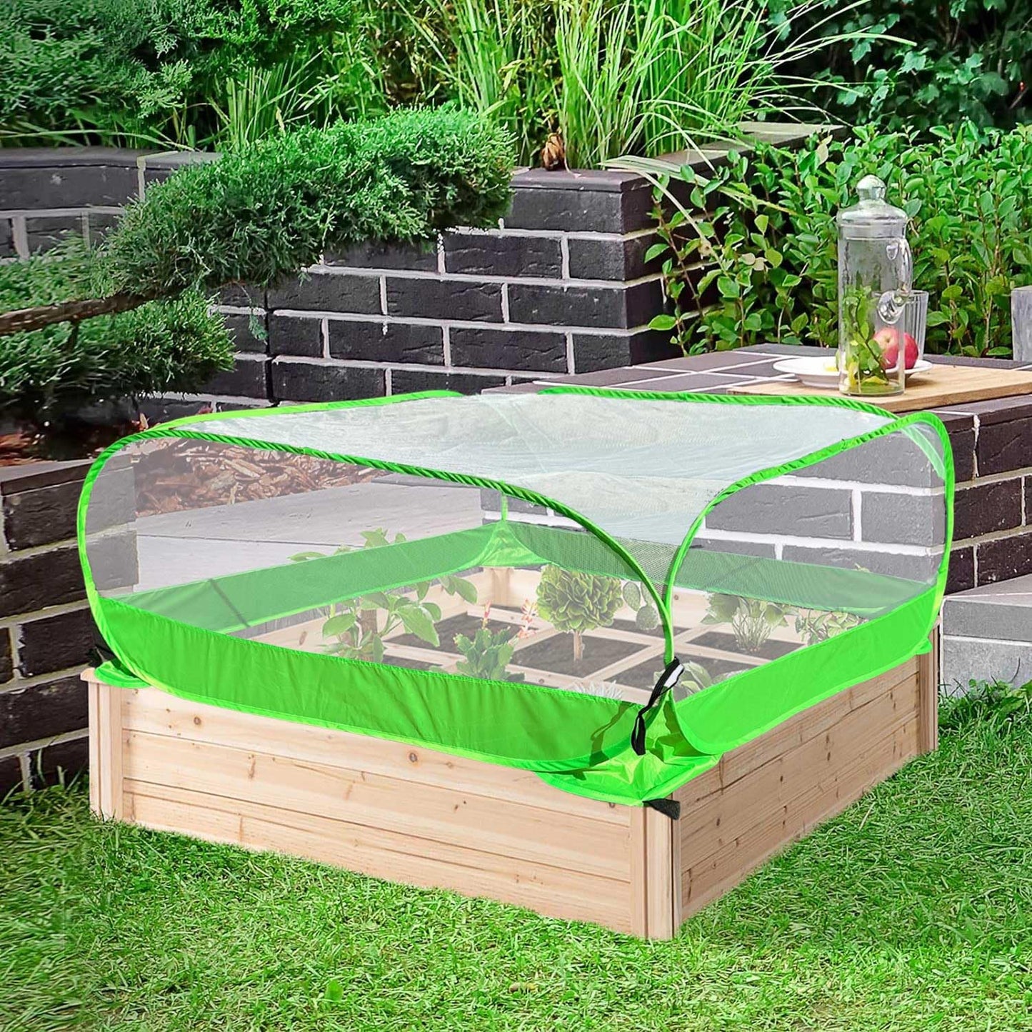 Pop Up Garden Mesh Plant Cover 2Pcs Outdoor Plant Protector Mesh Plant Enclosure Raised Bed Garden Bird and Pest Protection Guard for Fruits Vegetables Seedlings and Herbs