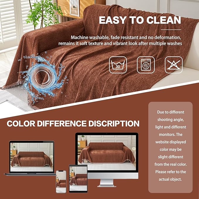 DREAMINGO Sofa Covers Washable Thick Chenille Couch Cover