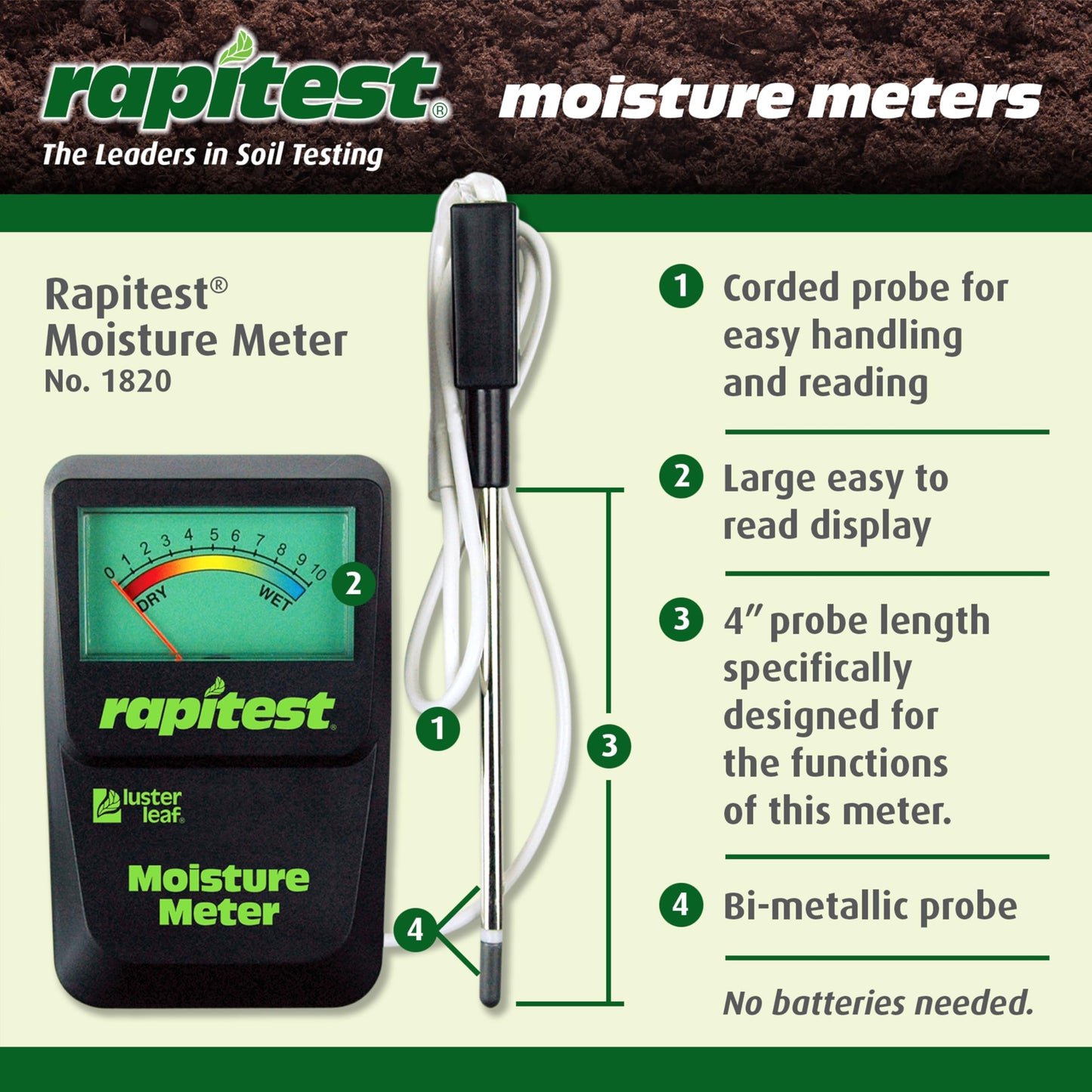 Luster Leaf 1820 Rapitest Soil Moisture Meter
