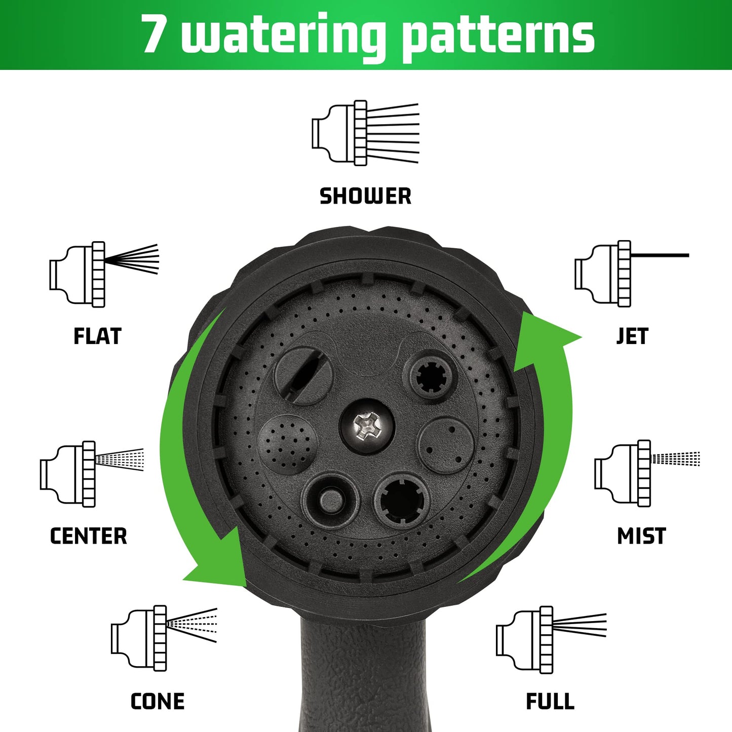 NEXCOVER Hose Nozzle 4PK, Garden Hose Nozzle with 7 Adjustable Watering Patterns, ABS Hose Nozzle Sprayer, Non-Slip Water Spray Nozzle for Watering Plants & Lawns, Cleaning, Washing Pets & Cars
