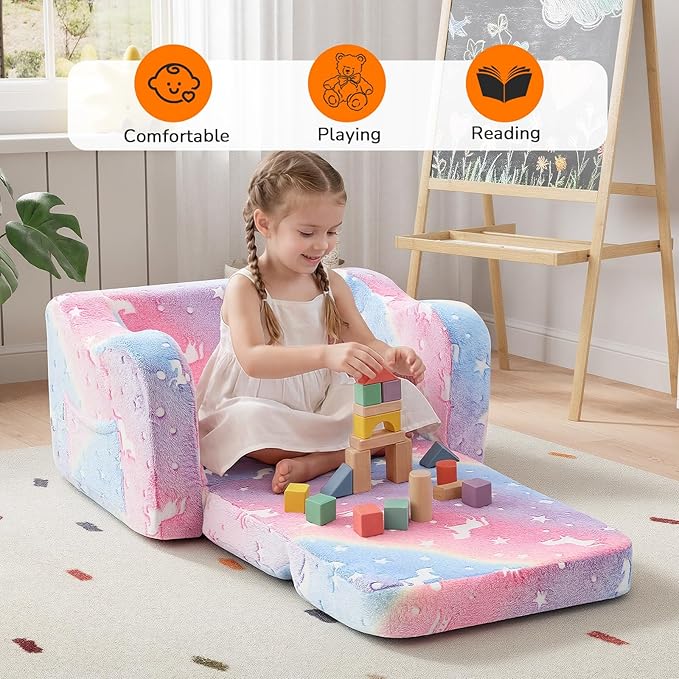 MeMoreCool Glowing Rainbow Unicorn Kids Chair