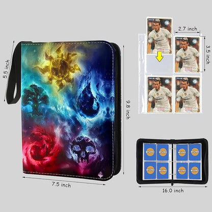 Trading Card Binder,4-Pocket Binder for Trading Cards Holds 400 Cards,Premium Collector Card Album for Standard Cards,Card Collection Folder for MTG,TCG,Game Cards (4 Pocket-Colorful Patterns)