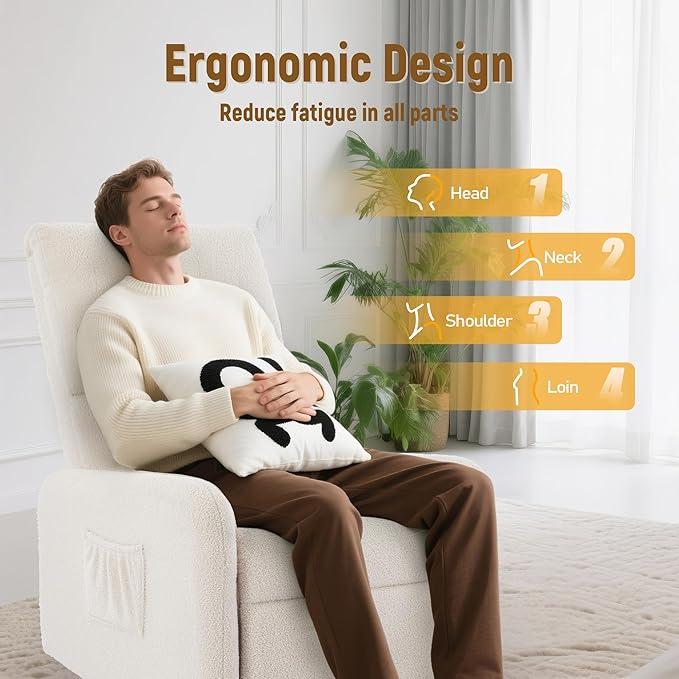 Korser 360° Rocking Chair, Nursery Rocker Chair