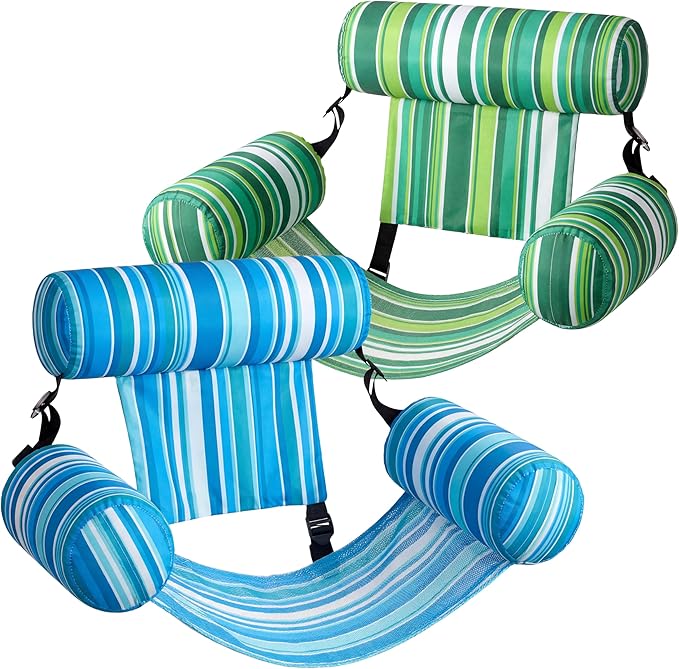 SLOOSH Inflatable Pool Floats Adult, 2 Packs Floating Lounge Chairs, Blow up