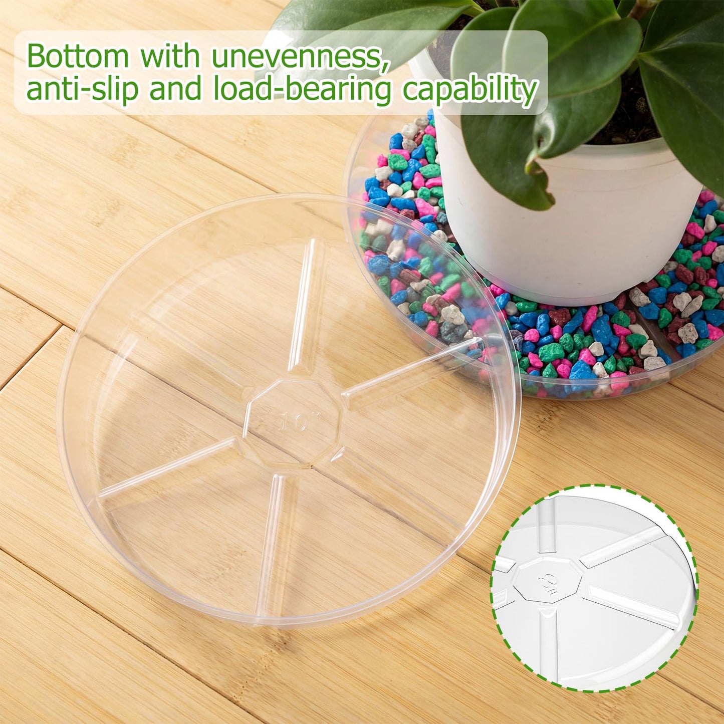 Gejoy 40 Pack Plant Saucers 6inch /8inch /10inch, Heavy Sturdy Plastic Plant Trays for Pots, Clear Drip Trays Water Catcher Flower Pot Saucers for Indoor Outdoor, Prevent Water Overflow