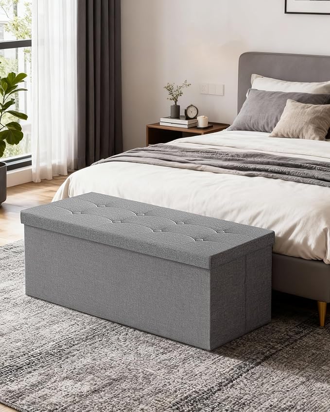 GLAXYFUR 43 Inches Folding Storage Ottoman Bench, Storage Chest, Footrest