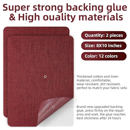 Self-Adhesive Fabric Repair Patches, Large Size 8X11 inch Linen Furniture
