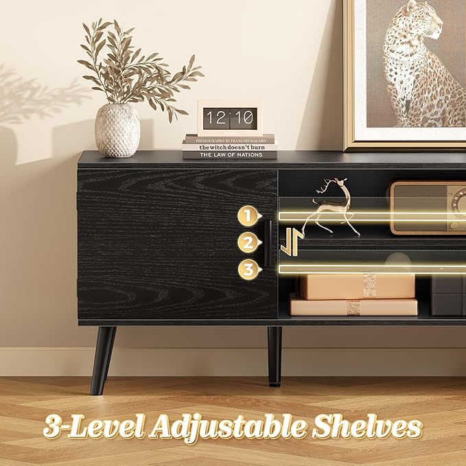 SUPERJARE TV Stand for 55 Inch TV, Entertainment Center