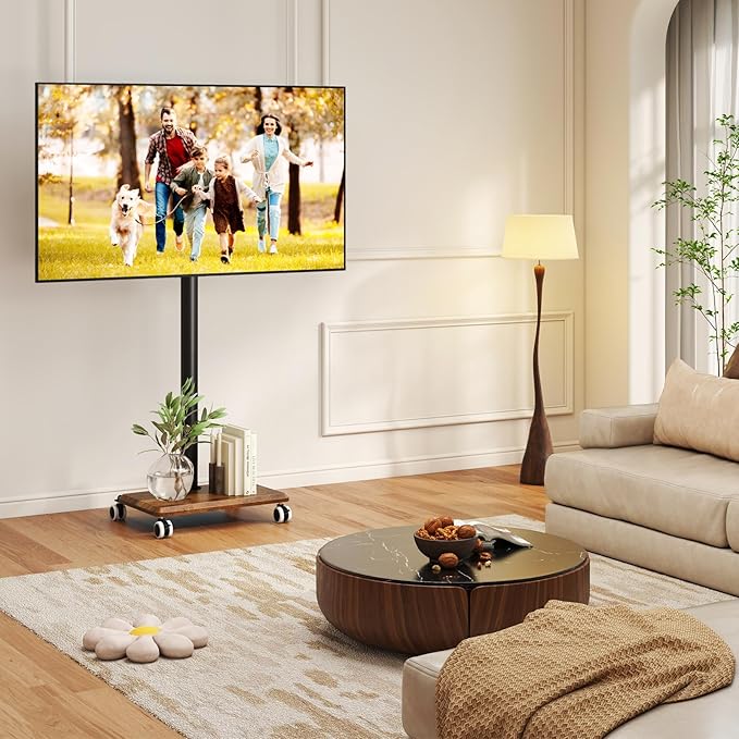 Rfiver Rolling TV Stand for 32 to 55 60 Inch TVs up to 88lbs, Height Adjustable