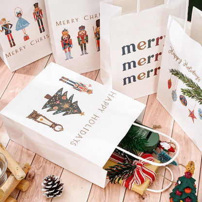 AnyDesign 18Pcs Nutcracker Gift Bags with Handle Watercolor Nutcracker Paper Bag Christmas Paper Gift Bags Xmas Treat Candy Goodie Bag for Xmas Party Favor Wedding Birthday, 5.9 x 8.3 x 3.1 Inch