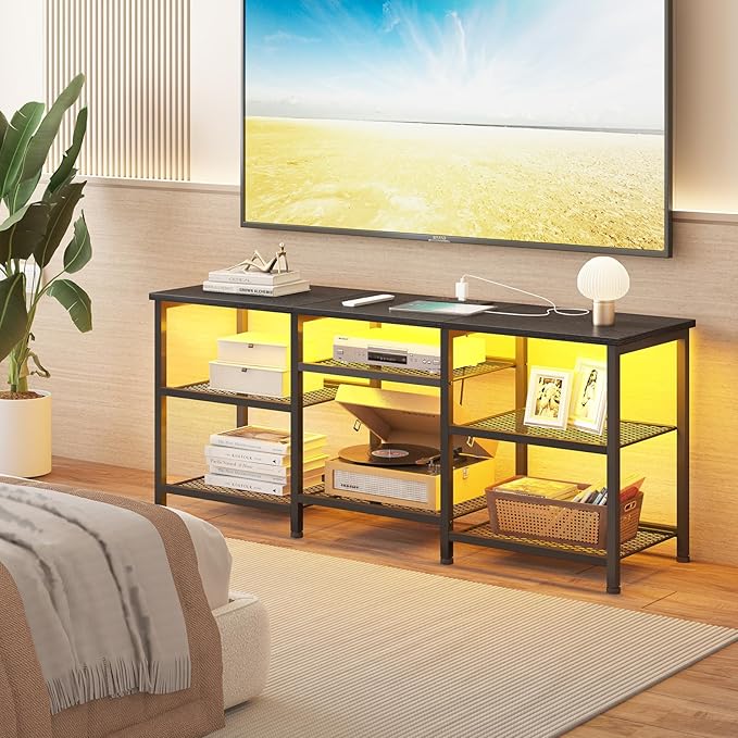 YGEOMER Entertainment Center for TVs Up to 55 Inch, Entertainment Stand