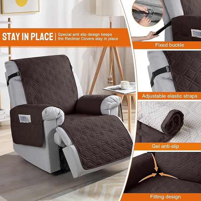 VANSOFY 100% Waterproof Recliner Chair Covers, Recliner Cover Non-Slip Dog