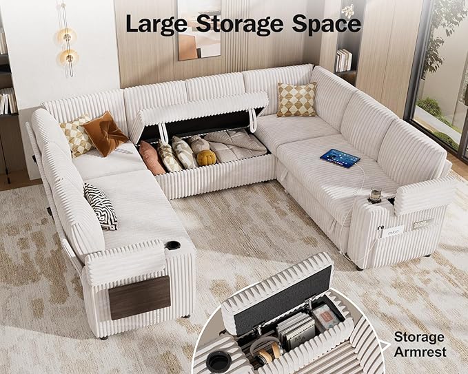 Vipbear 111" Modular Sectional Sleeper Sofa