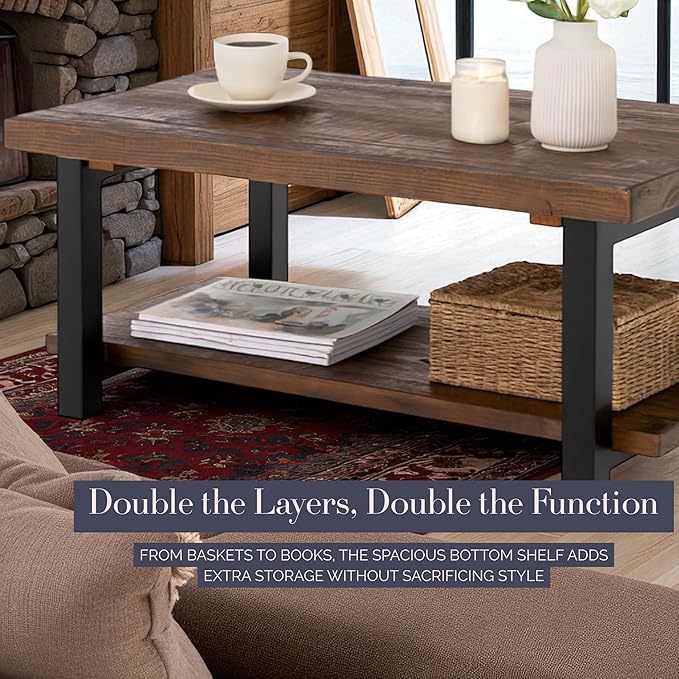 Pomona 42-Inch Rectangular Solid Wood Coffee Table