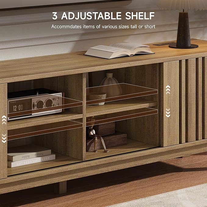 ONBRILL 70-Inch TV Stand for TVs up to 80 Inch, Mid-Century Modern Television