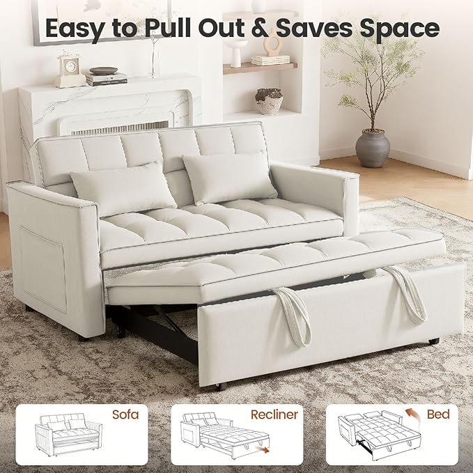 3 in 1 Convertible Sofa Bed, Loveseat Sleeper Sofa