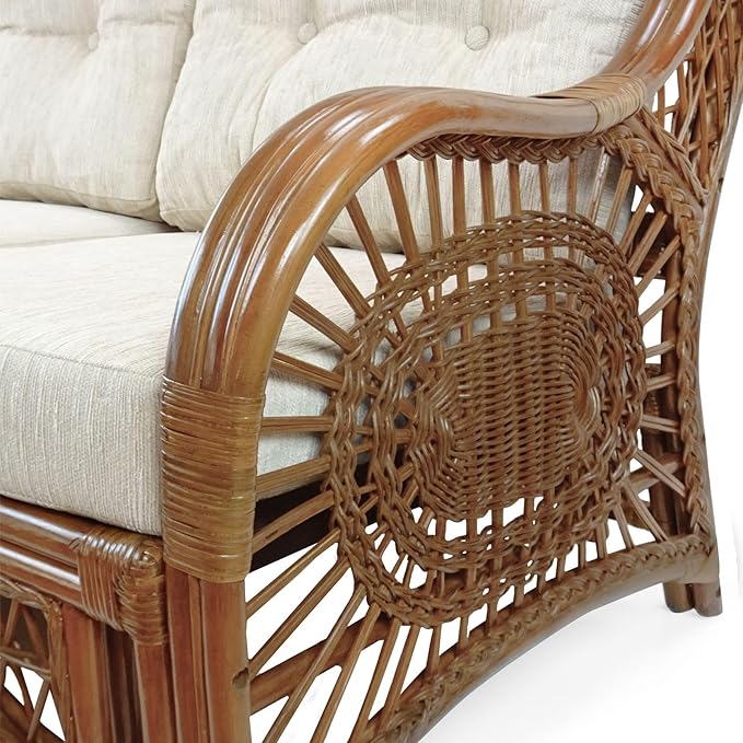 Malibu Lounge Loveseat Sofa Natural Rattan Wicker Handmade Design