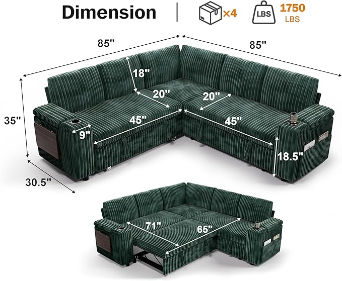 Vipbear 86" Modular Sectional Sleeper Sofa