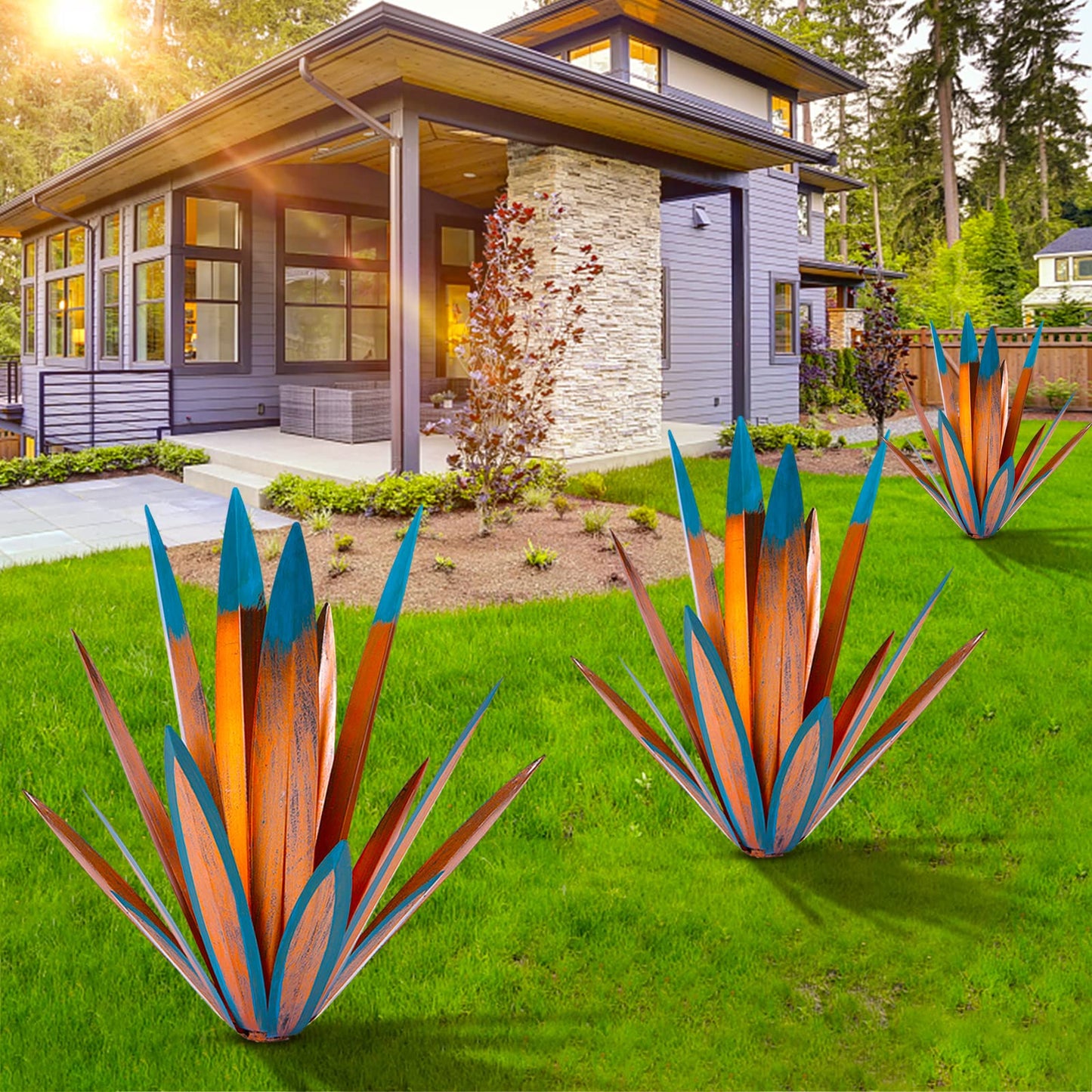 Homight Metal Tequila Country Sculpture DIY Tequila Plant Home Decor Country Tequila Garden Ornament Indooutdoor Statuette Patio Lawn Patio Stake Decoration Gift to The Garden