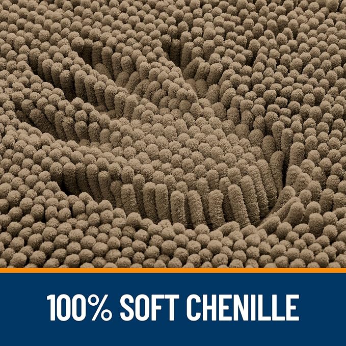 OLANLY Toilet Rugs U-Shaped 20x20, Extra Soft Absorbent Chenille Contour Bathroom Rugs for Toilet, Dry Quickly, Machine Washable, Non-Slip Bath Mat, Tan