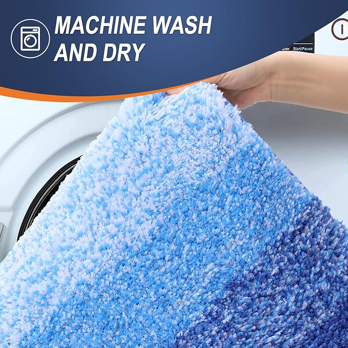 OLANLY Large Bathroom Rugs Mat 45x27, Extra Soft Absorbent Microfiber Bath Rugs, Rubber Backing, Quick Dry, Washable Bath Mats for Bathroom, Tub and Shower, Home Decor Accessories, Light Royal Blue