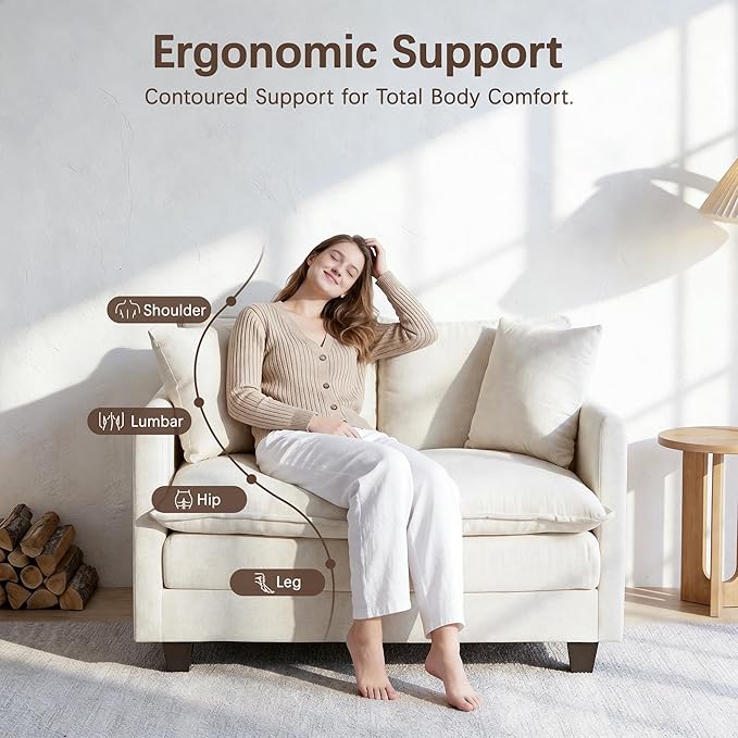 Loveseat Sofa, Comfy Chenille Small Couch