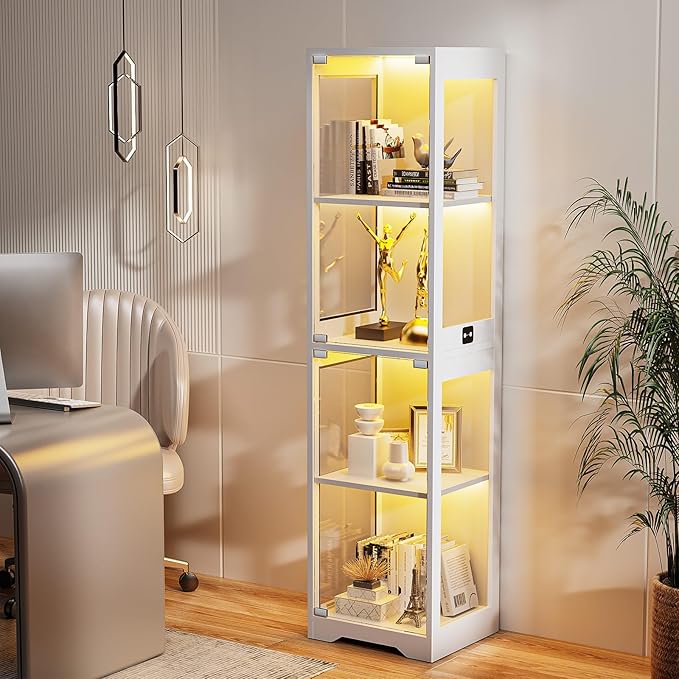 BROTTAR Glass Display Cabinet, 4-Tier Curio Cabinets